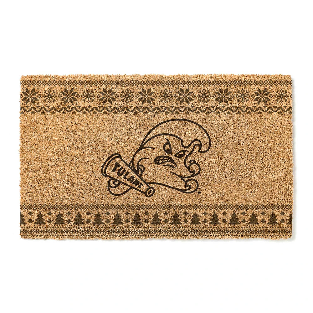Tulane Green Wave 18" x 30" Holiday Coir Doormat
