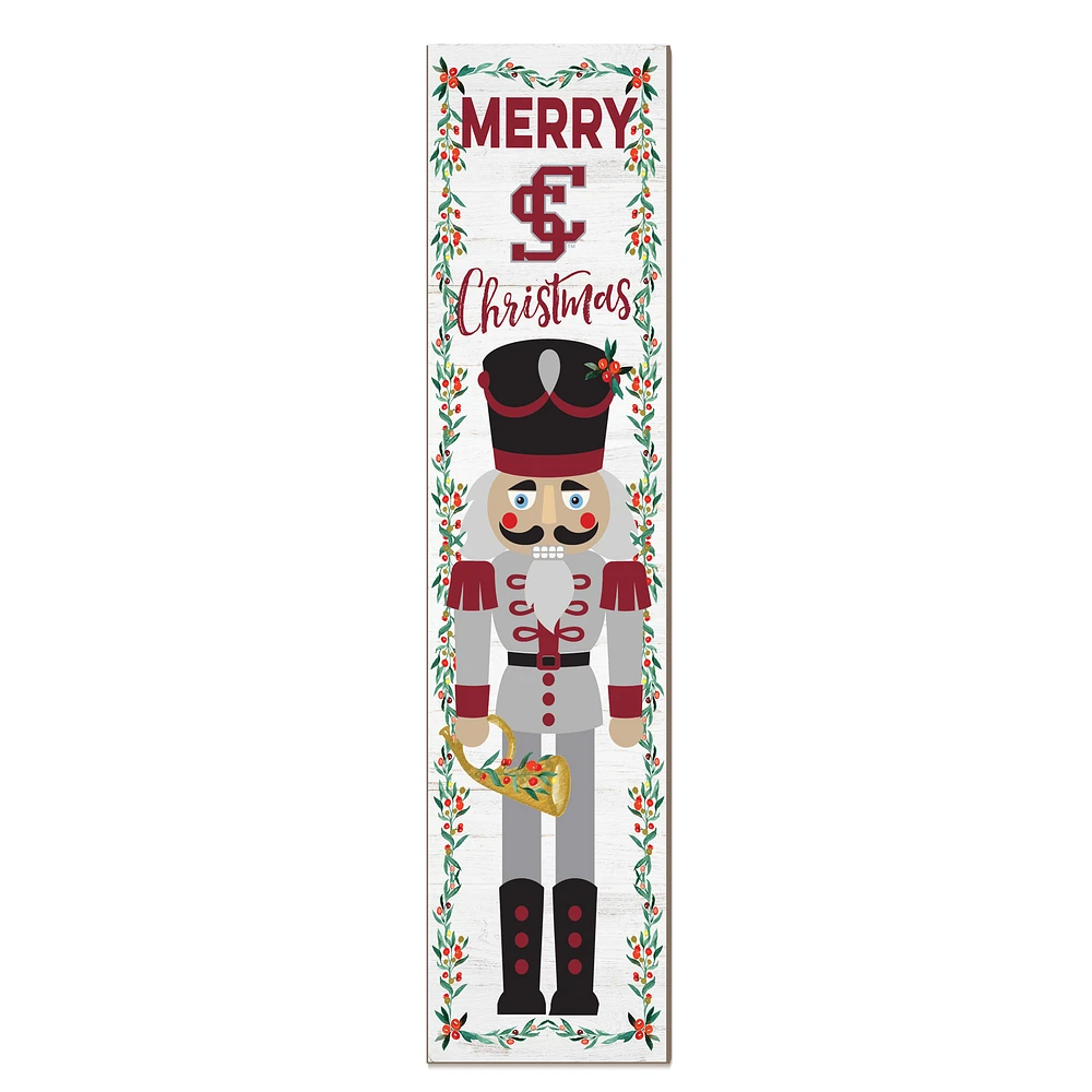 Santa Clara Broncos 11" x 46" Nutcracker Holiday Leaner Sign