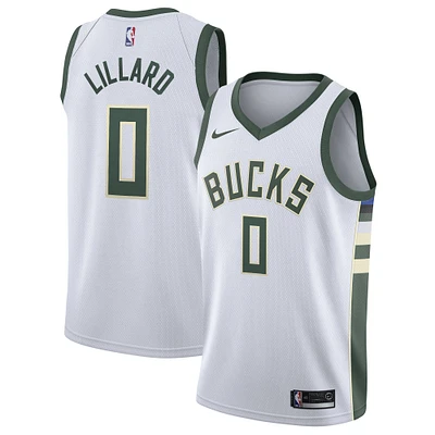 Unisex Nike Damian Lillard White Milwaukee Bucks Swingman Player Jersey - Association Edition