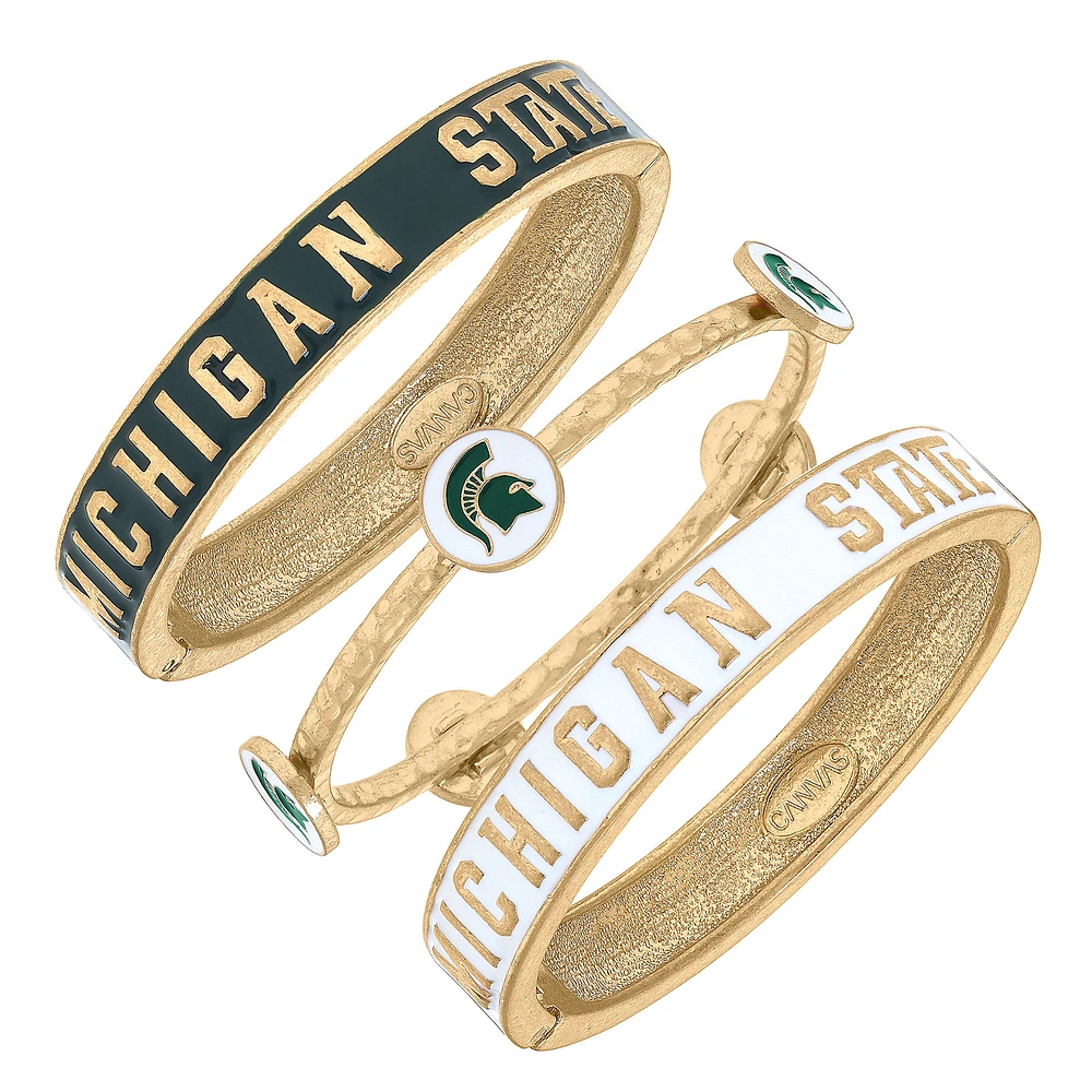 Women' CANVAS Style Michigan State Spartans Stacked Enameled Bangle Set