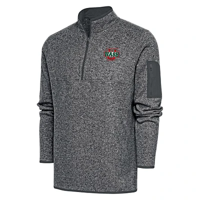 Men's Antigua Heather Charcoal WashU Fortune Quarter-Zip Pullover Jacket