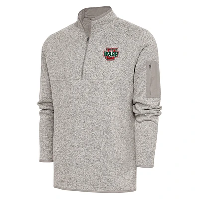 Men's Antigua Oatmeal WashU Fortune Quarter-Zip Pullover Jacket