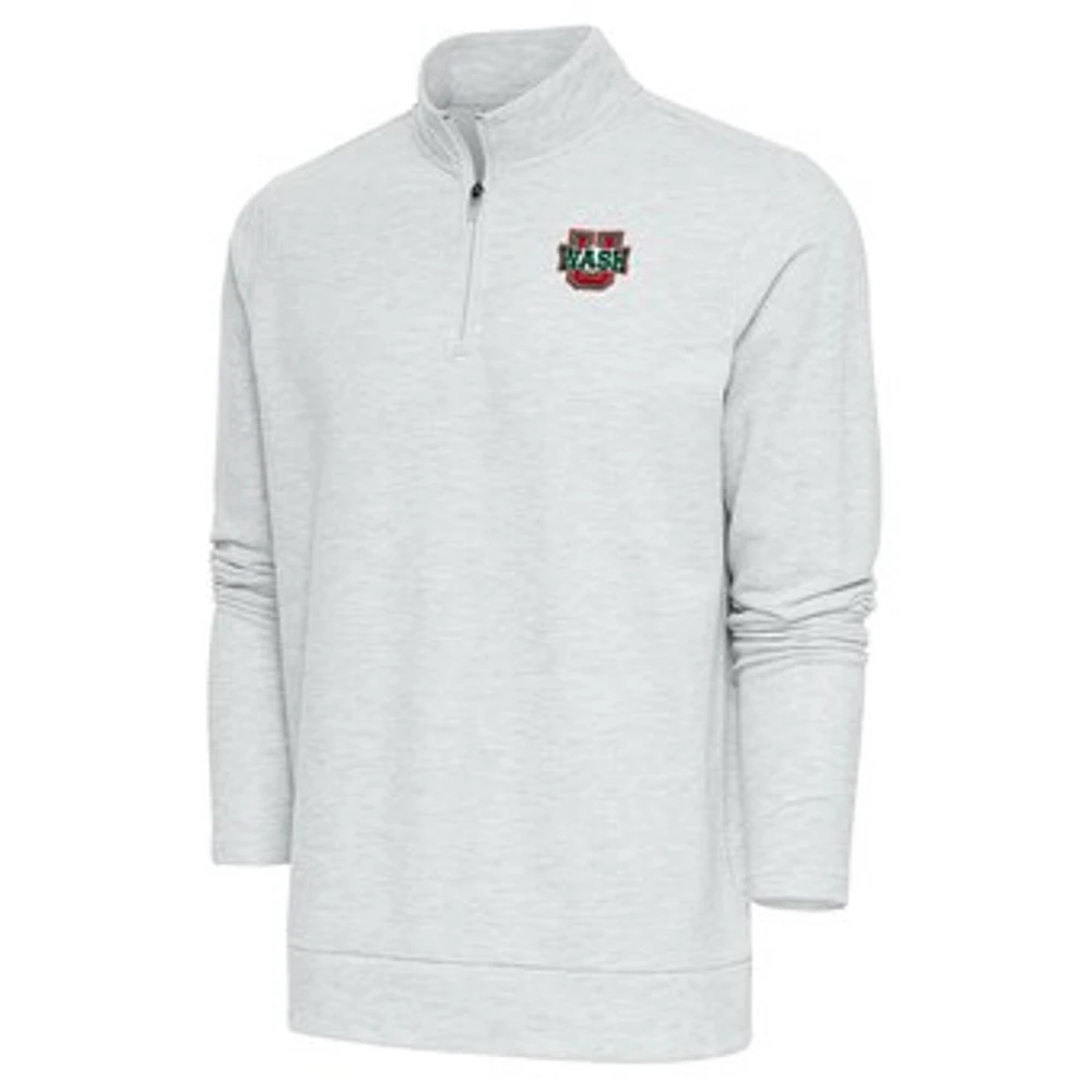 Men's Antigua Heather Gray WashU Gambit Quarter-Zip Pullover Top