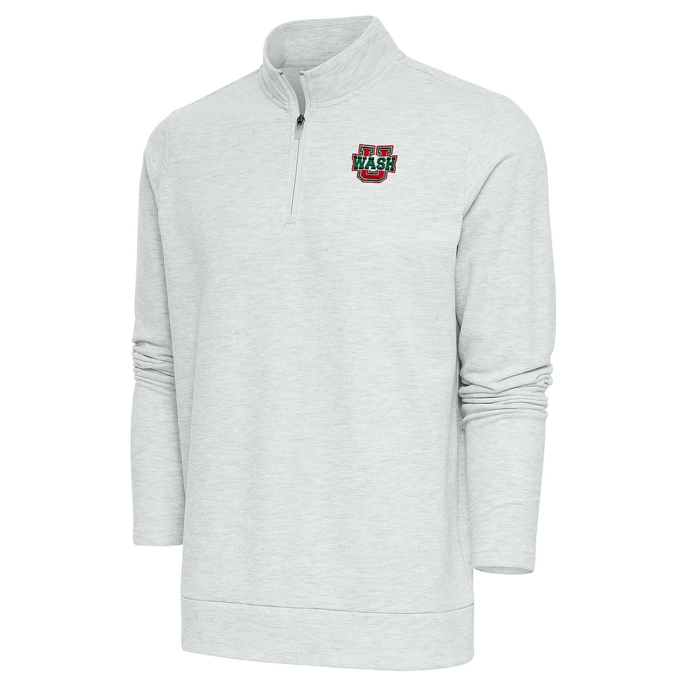 Men's Antigua Heather Gray WashU Gambit Quarter-Zip Pullover Top