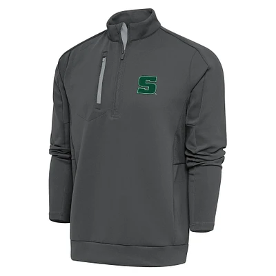 Men's Antigua Charcoal Slippery Rock Pride Generation Quarter-Zip Pullover Top