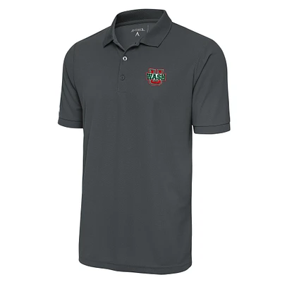 Men's Antigua Charcoal WashU Legacy Pique Polo
