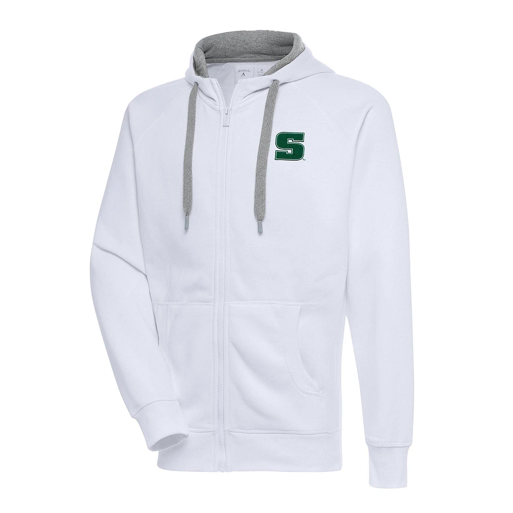 Men's Antigua White Slippery Rock Pride Victory Full-Zip Hoodie