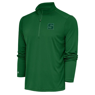 Men's Antigua Green Slippery Rock Pride Tribute Quarter-Zip Pullover Top