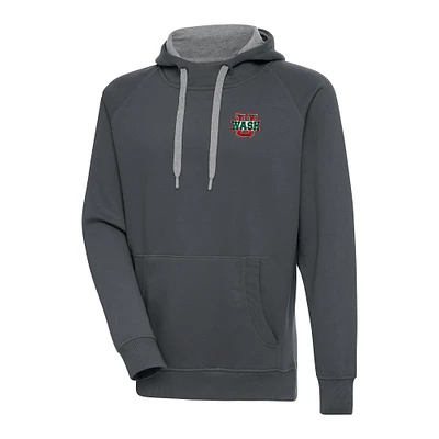 Men's Antigua Charcoal WashU Victory Pullover Hoodie