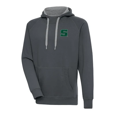 Men's Antigua Charcoal Slippery Rock Pride Victory Pullover Hoodie