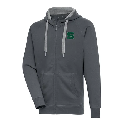 Men's Antigua Charcoal Slippery Rock Pride Victory Full-Zip Hoodie