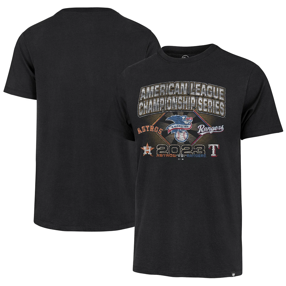 Men's '47 Black Houston Astros vs. Texas Rangers 2023 ALCS Matchup Franklin T-Shirt