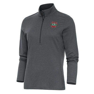 Women's Antigua Heather Charcoal WashU Epic Half-Zip Pullover Top