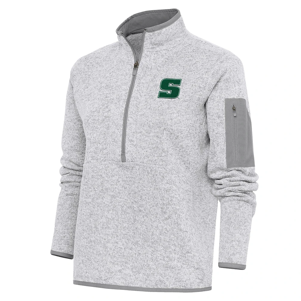 Women's Antigua Heather Gray Slippery Rock Pride Fortune Half-Zip Pullover Jacket