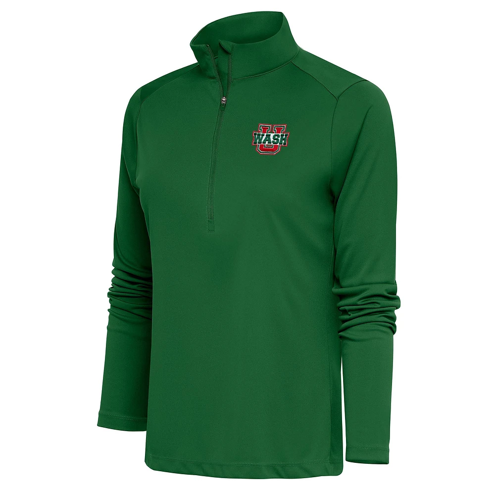 Women's Antigua Green WashU Tribute Half-Zip Pullover Top