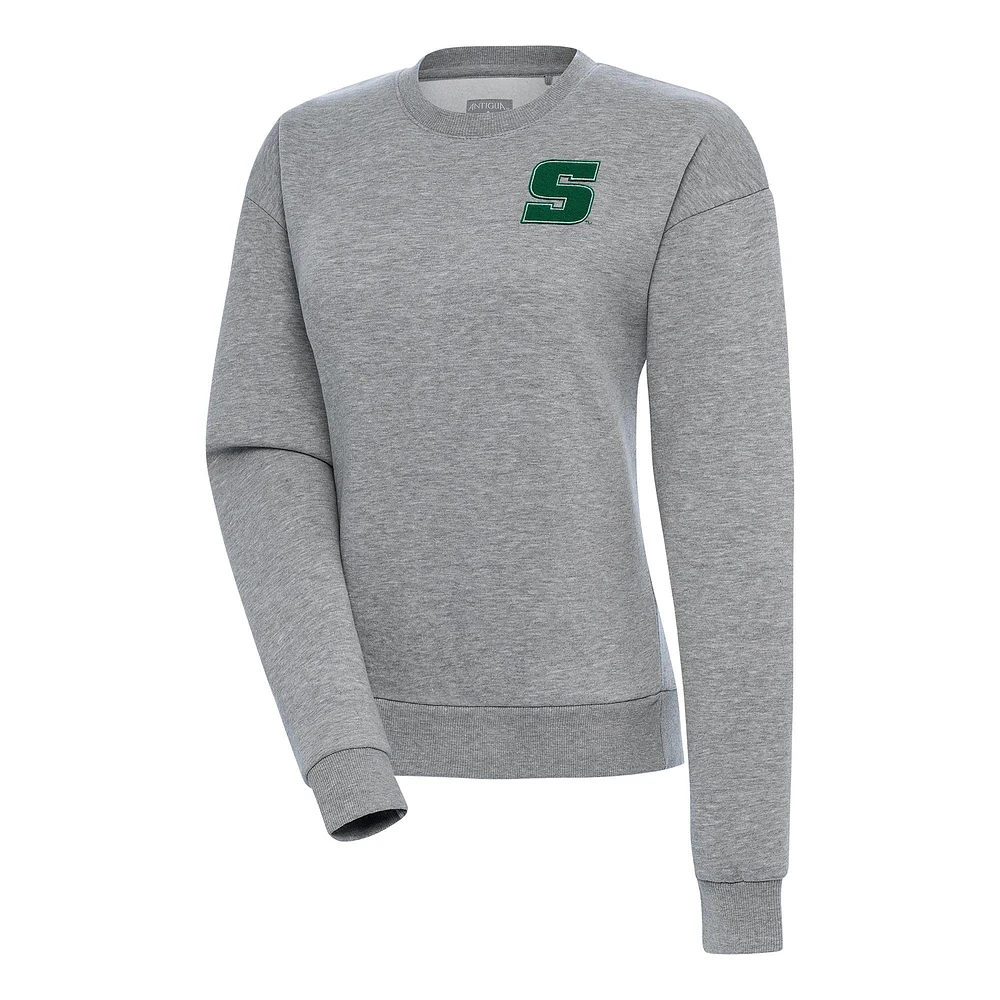 Women's Antigua Heather Gray Slippery Rock Pride Victory Pullover Sweatshirt