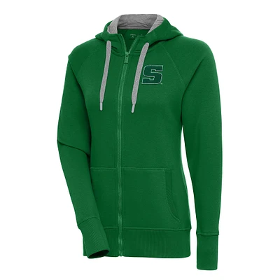 Women's Antigua Green Slippery Rock Pride Victory Full-Zip Hoodie