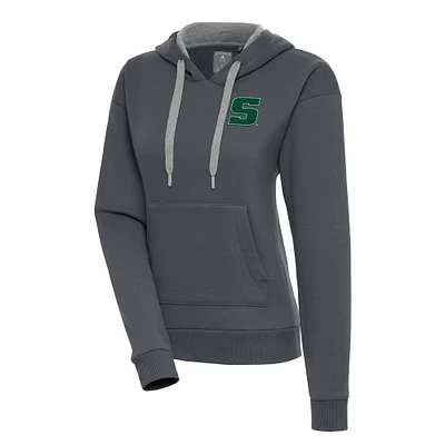 Women's Antigua Charcoal Slippery Rock Pride Victory Pullover Hoodie