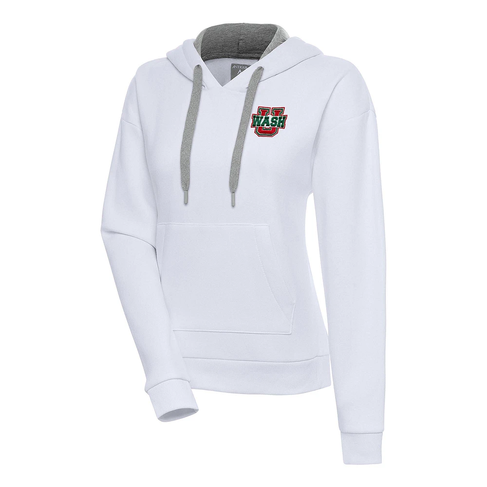Women's Antigua White WashU Victory Pullover Hoodie