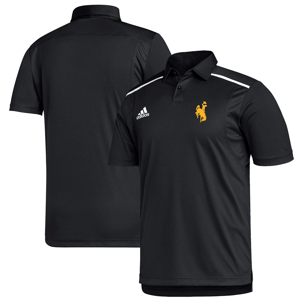 Men's adidas Black Wyoming Cowboys Sideline Team-Issued Polo