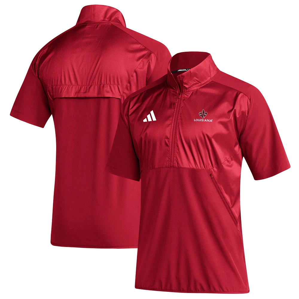 Men's adidas Cardinal Louisiana Ragin' Cajuns Sideline Short Sleeve Quarter-Zip Pullover Top