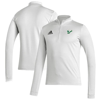 Men's adidas White South Florida Bulls Sideline Entrada22 Quarter-Zip Pullover Top