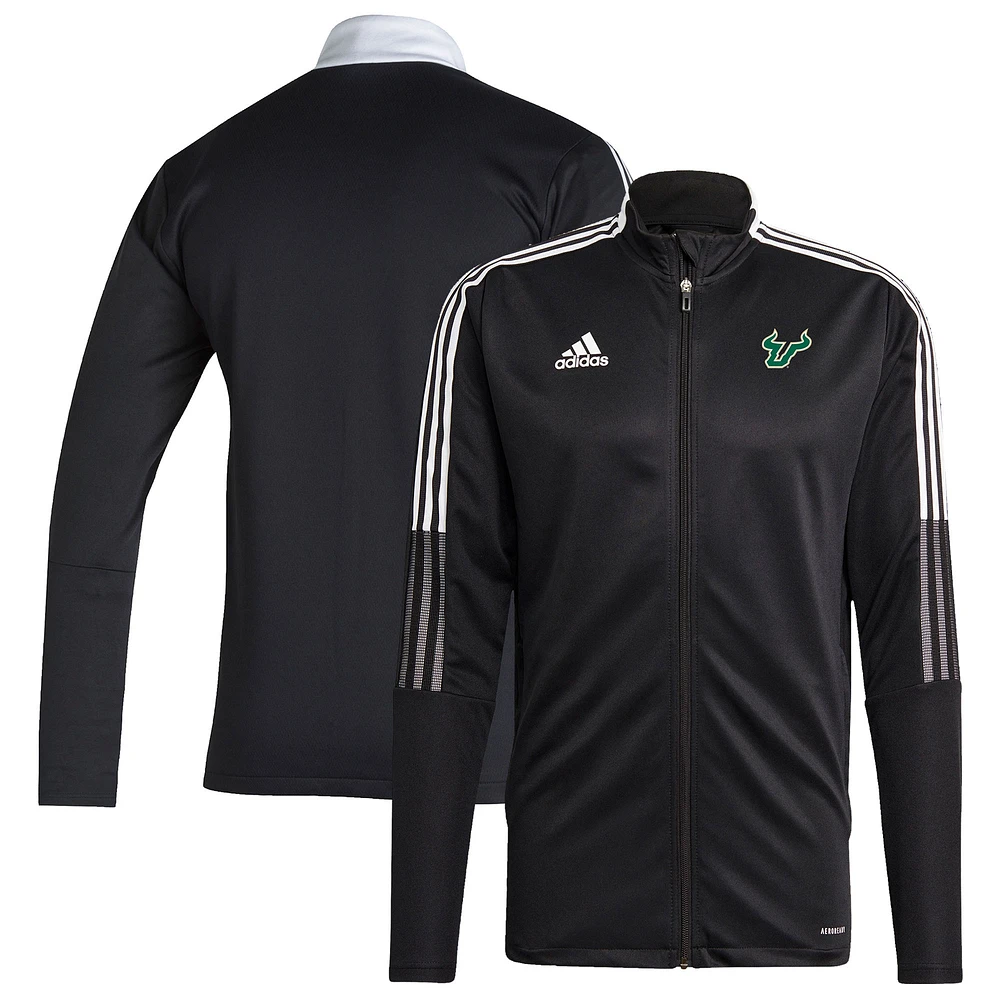 Men's adidas Black South Florida Bulls Sideline Tiro21 Track Full-Zip Jacket