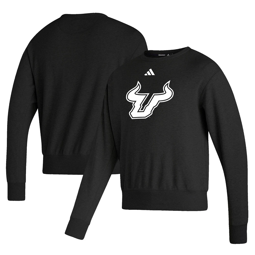 Men's adidas Black South Florida Bulls Sideline Premium Retro Crew Pullover