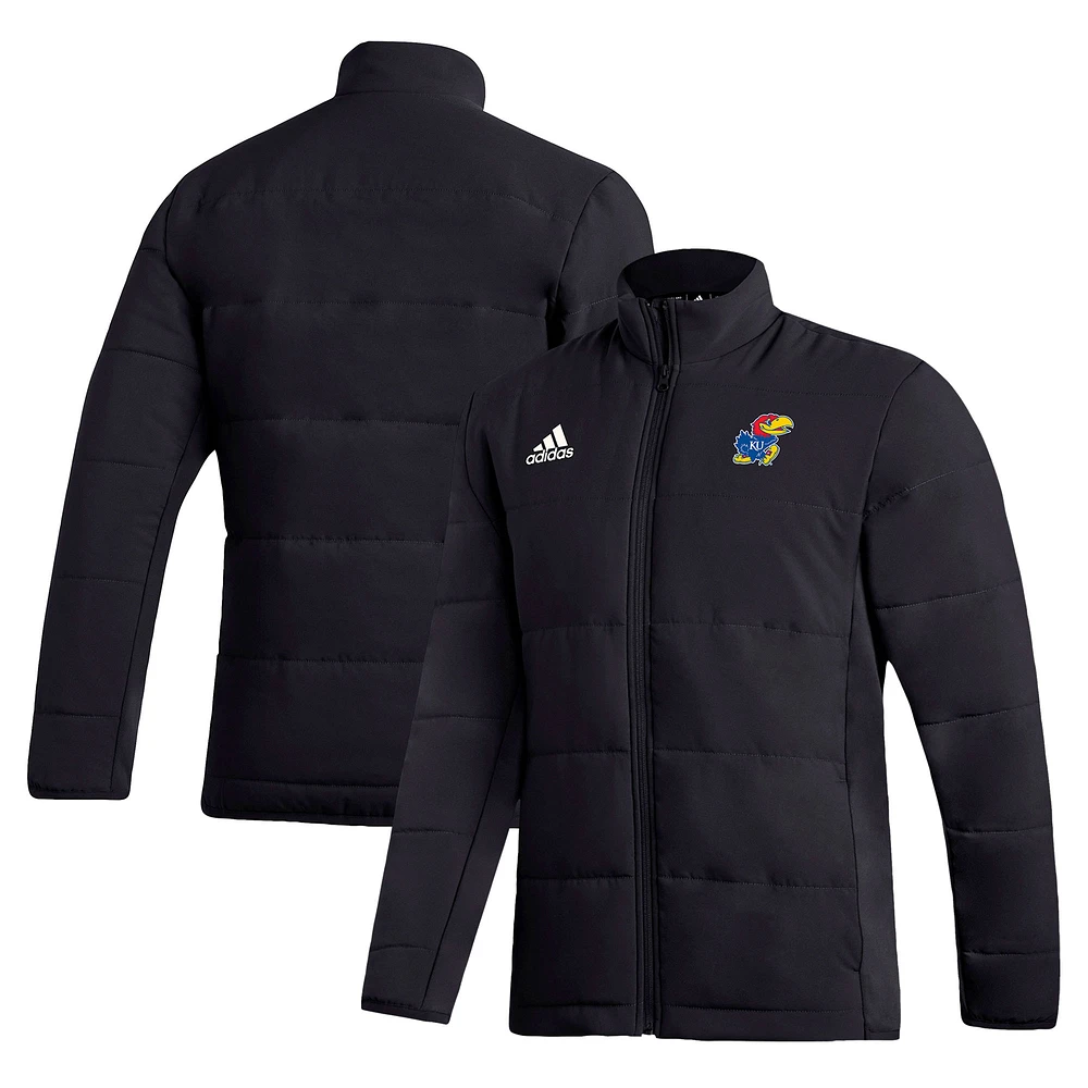 Men's adidas Black Kansas Jayhawks Sideline Midweight Full-Zip Jacket
