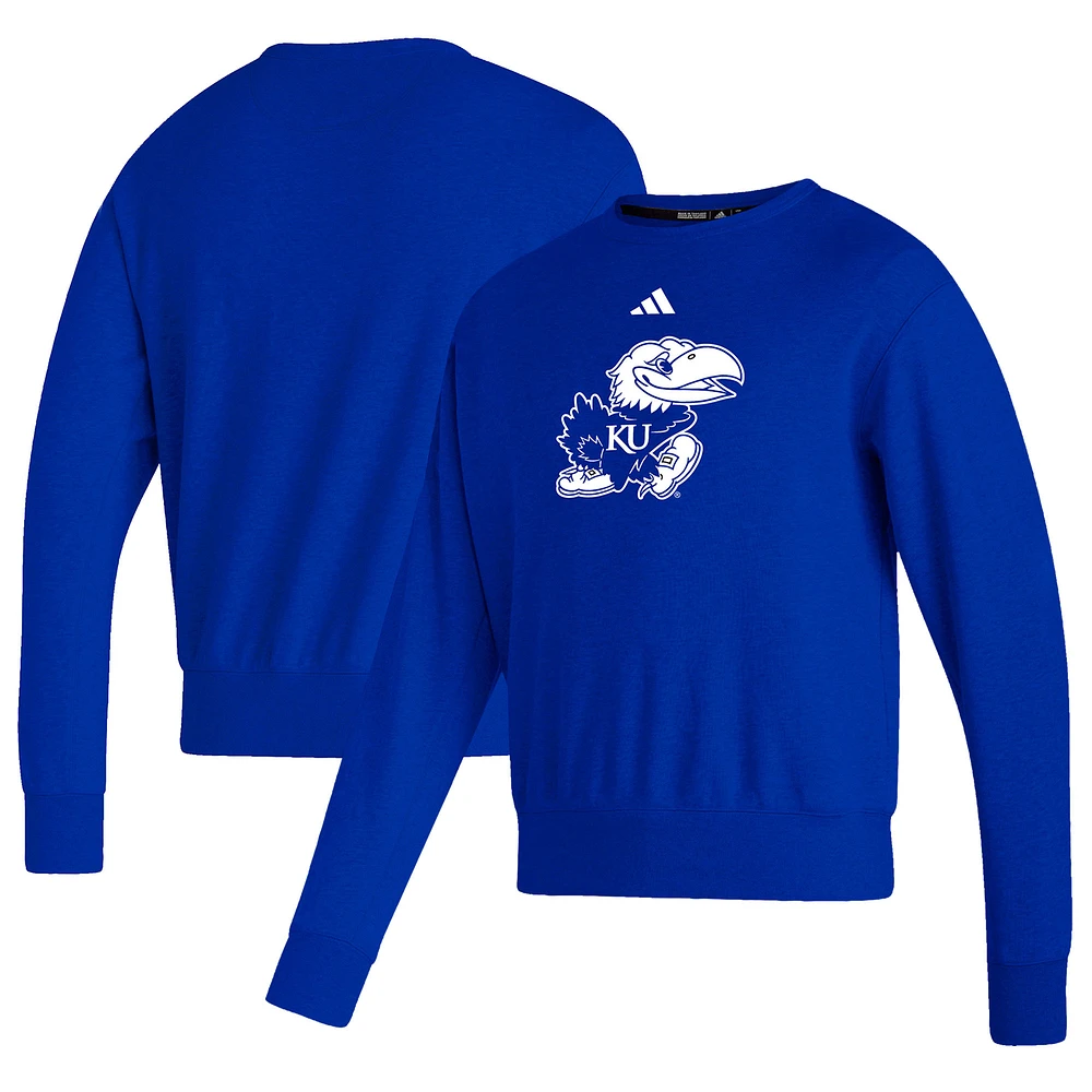 Men's adidas Royal Kansas Jayhawks Sideline Premium Retro Crew Pullover