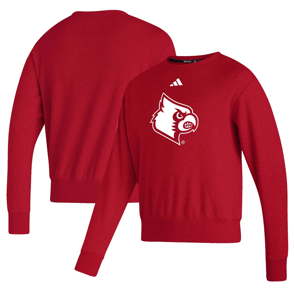 Men's adidas Red Louisville Cardinals Sideline Premium Retro Crew Pullover