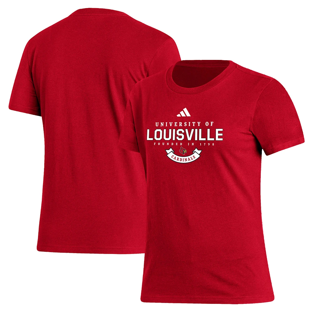 Women's adidas Red Louisville Cardinals Sideline Fresh Short Sleeve T-Shirt
