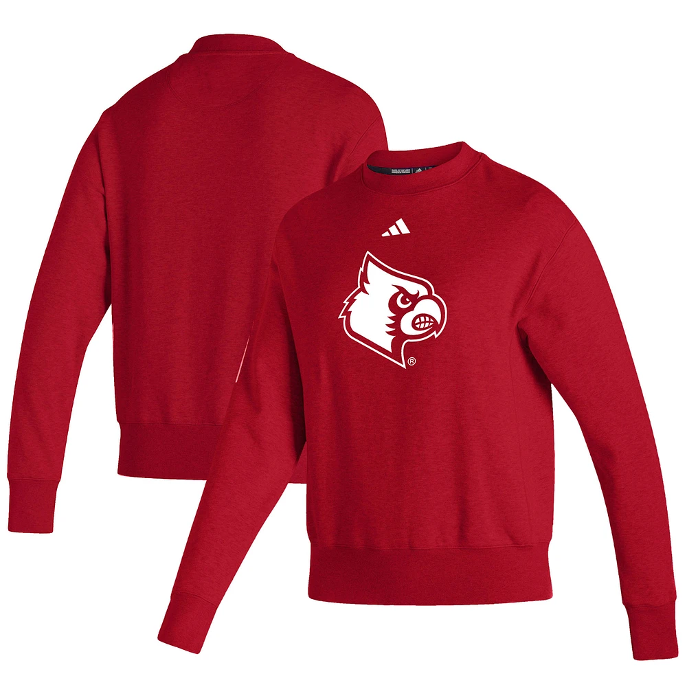 Women's adidas Red Louisville Cardinals Sideline Premium Retro Crew Pullover