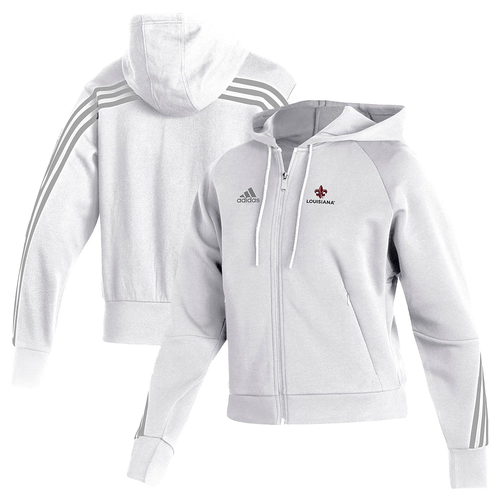 Women's adidas White Louisiana Ragin' Cajuns Sideline Fashion Full-Zip Hoodie