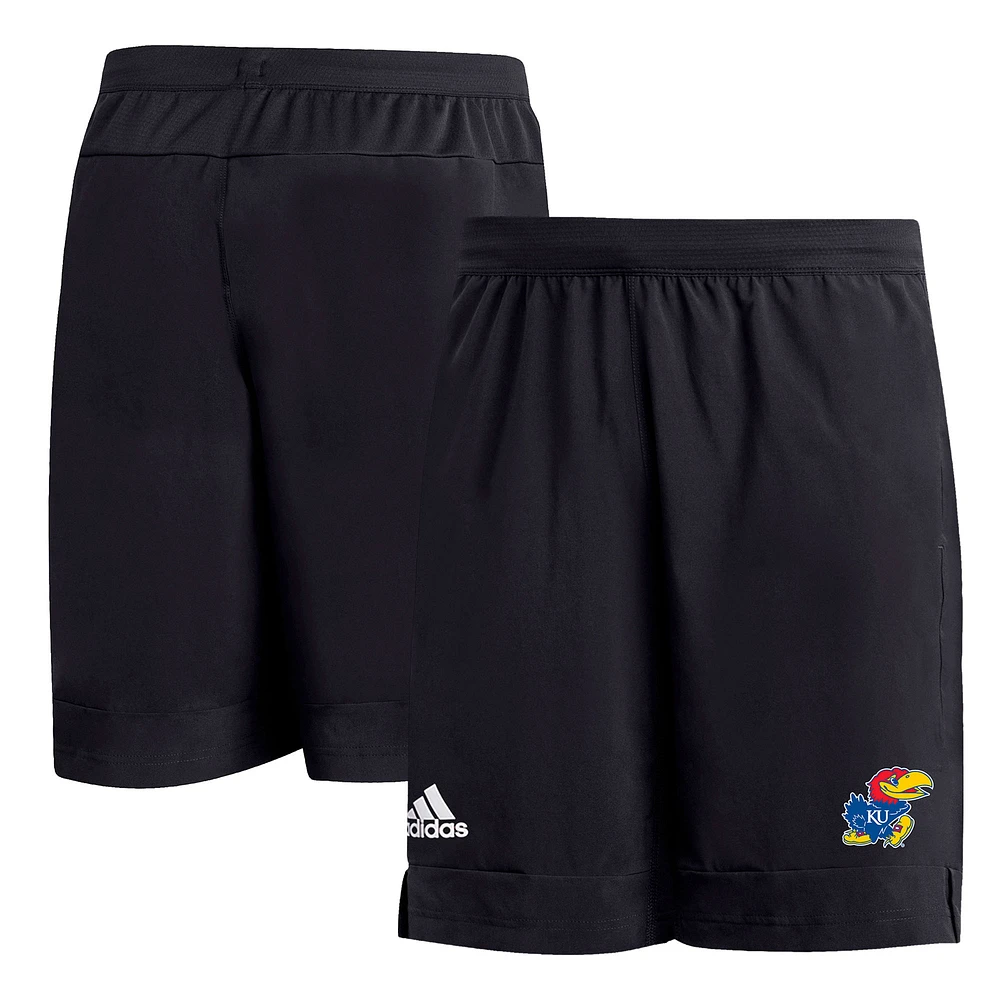 Men's adidas Black Kansas Jayhawks Sideline 9” Heat Ready Woven Shorts