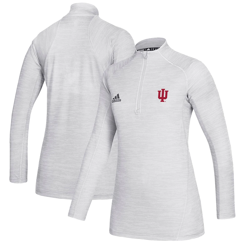 Women's adidas White Indiana Hoosiers Sideline Game Mode Performance Quarter-Zip Pullover Top