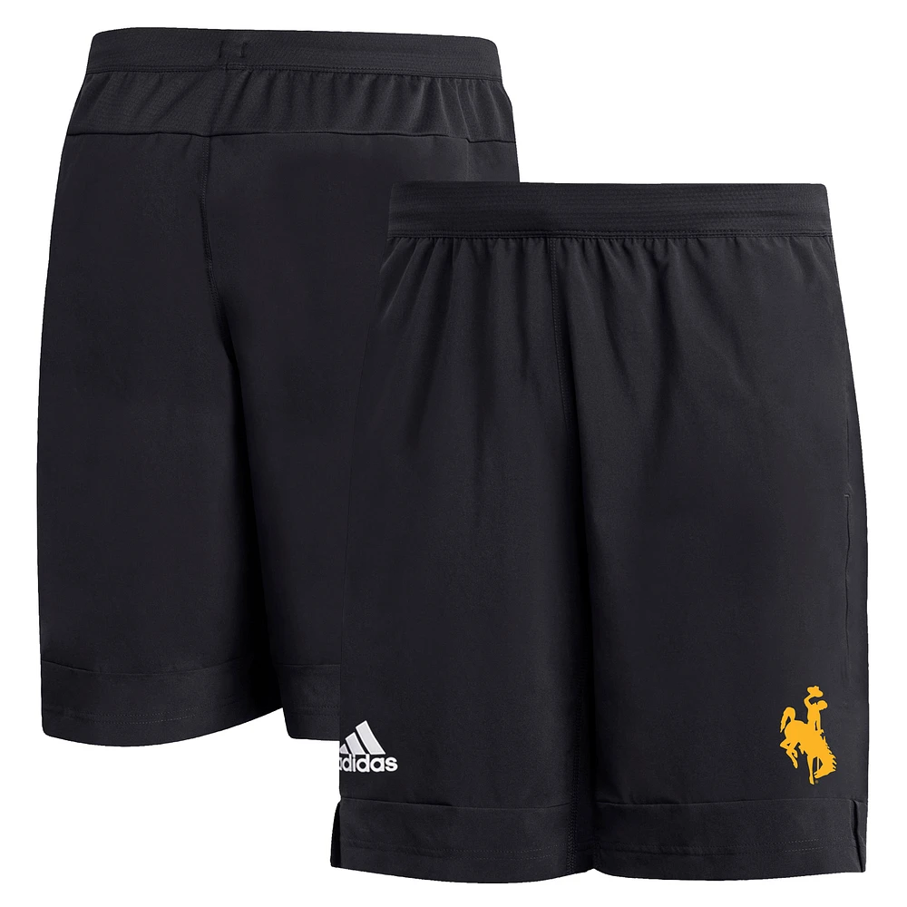 Men's adidas Black Wyoming Cowboys Sideline 9” Heat Ready Woven Shorts