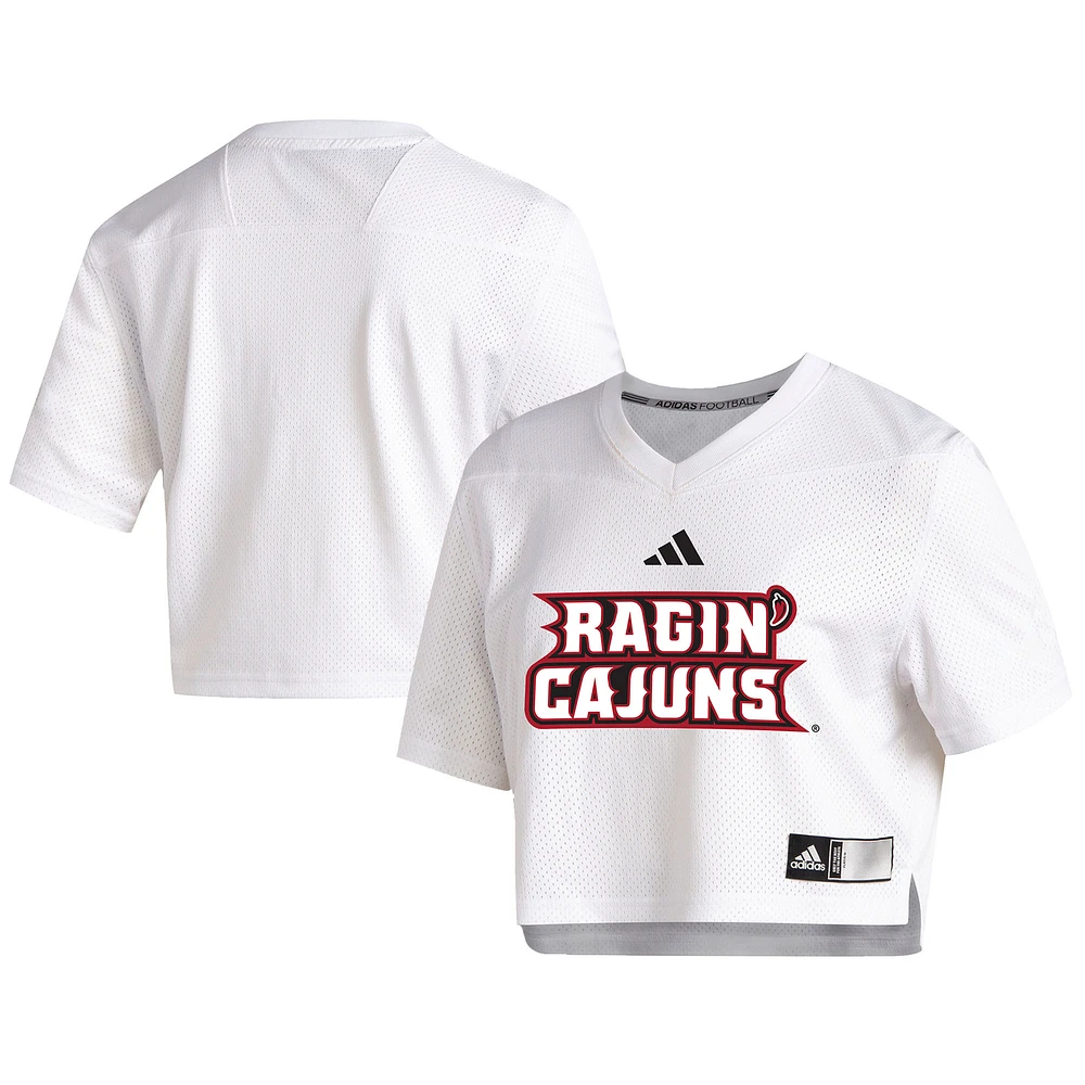 Women's adidas White Louisiana Ragin' Cajuns Sideline Crop Jersey