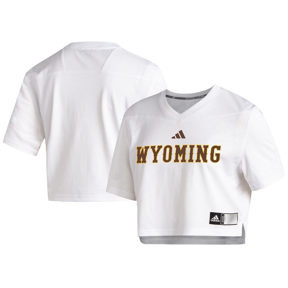 Women's adidas White Wyoming Cowboys Sideline Crop Jersey