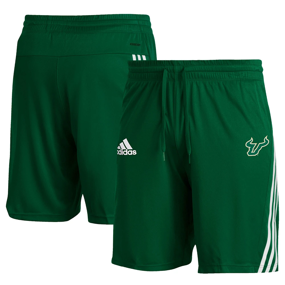 Men's adidas Green South Florida Bulls Sideline Three-Stripe Knit Shorts