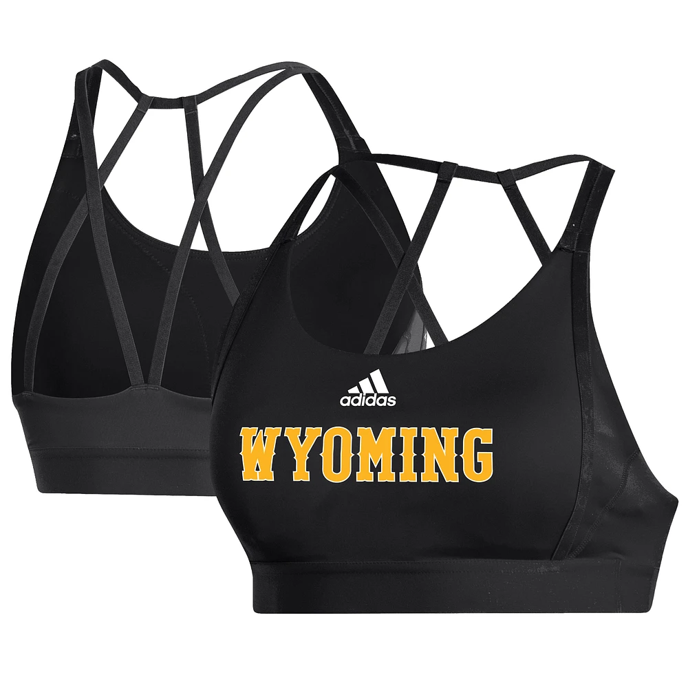 Women's adidas Black Wyoming Cowboys Sideline Ultimate Sports Bra