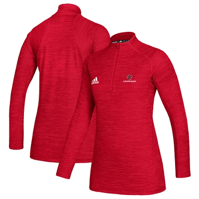 Women's adidas Cardinal Louisiana Ragin' Cajuns Sideline Game Mode Performance Quarter-Zip Pullover Top