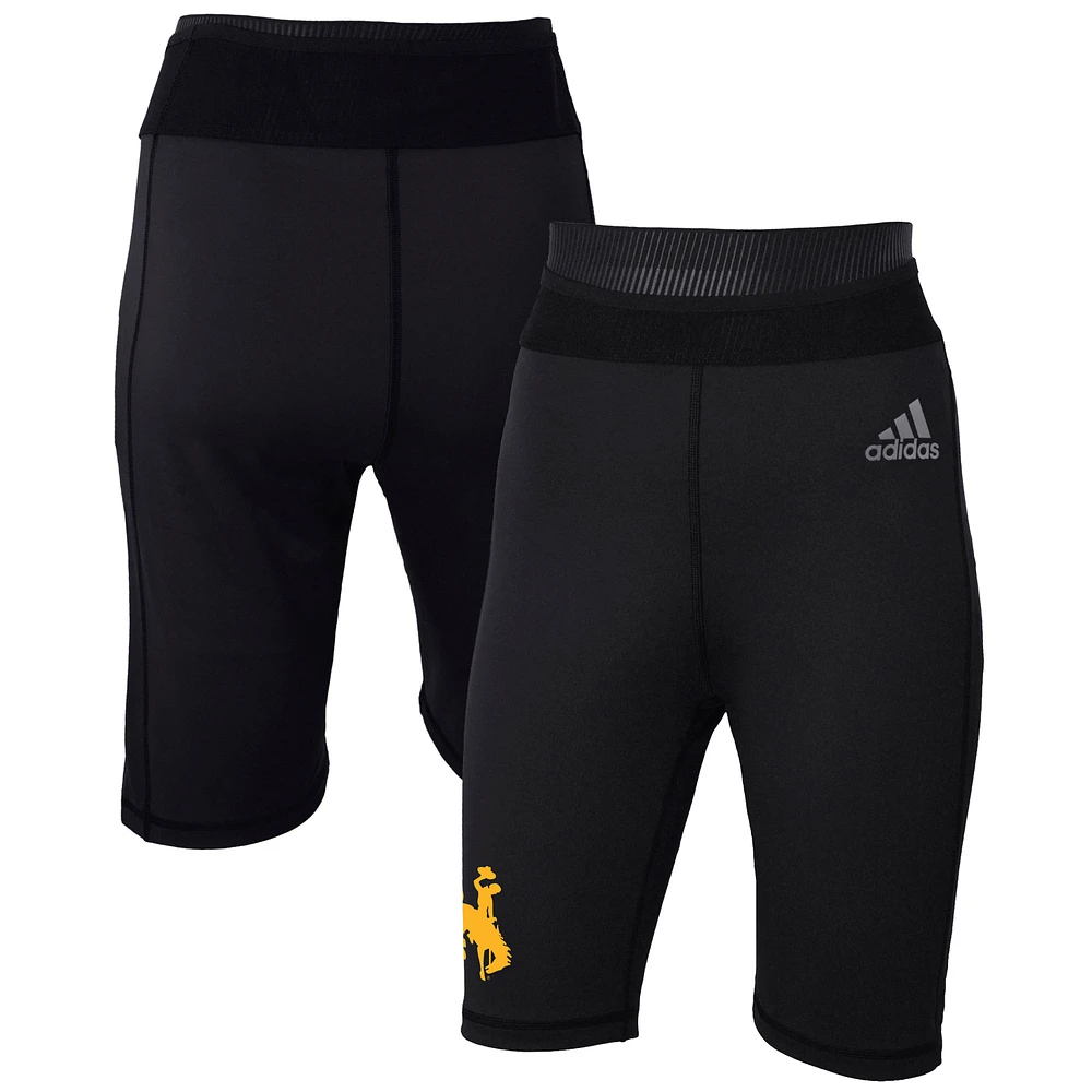 Women's adidas Black Wyoming Cowboys Sideline 7" Biker Shorts