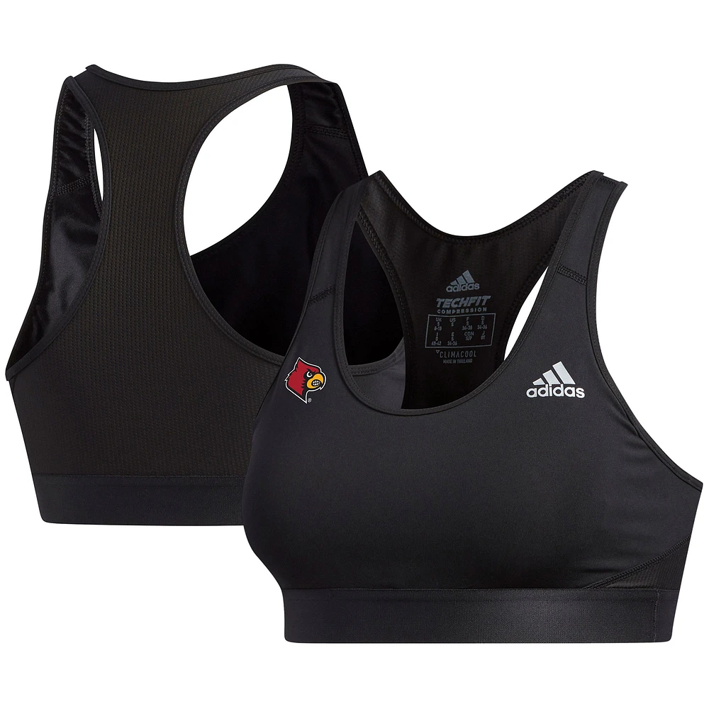 Women's adidas Black Louisville Cardinals Sideline Alphaskin Sports Bra