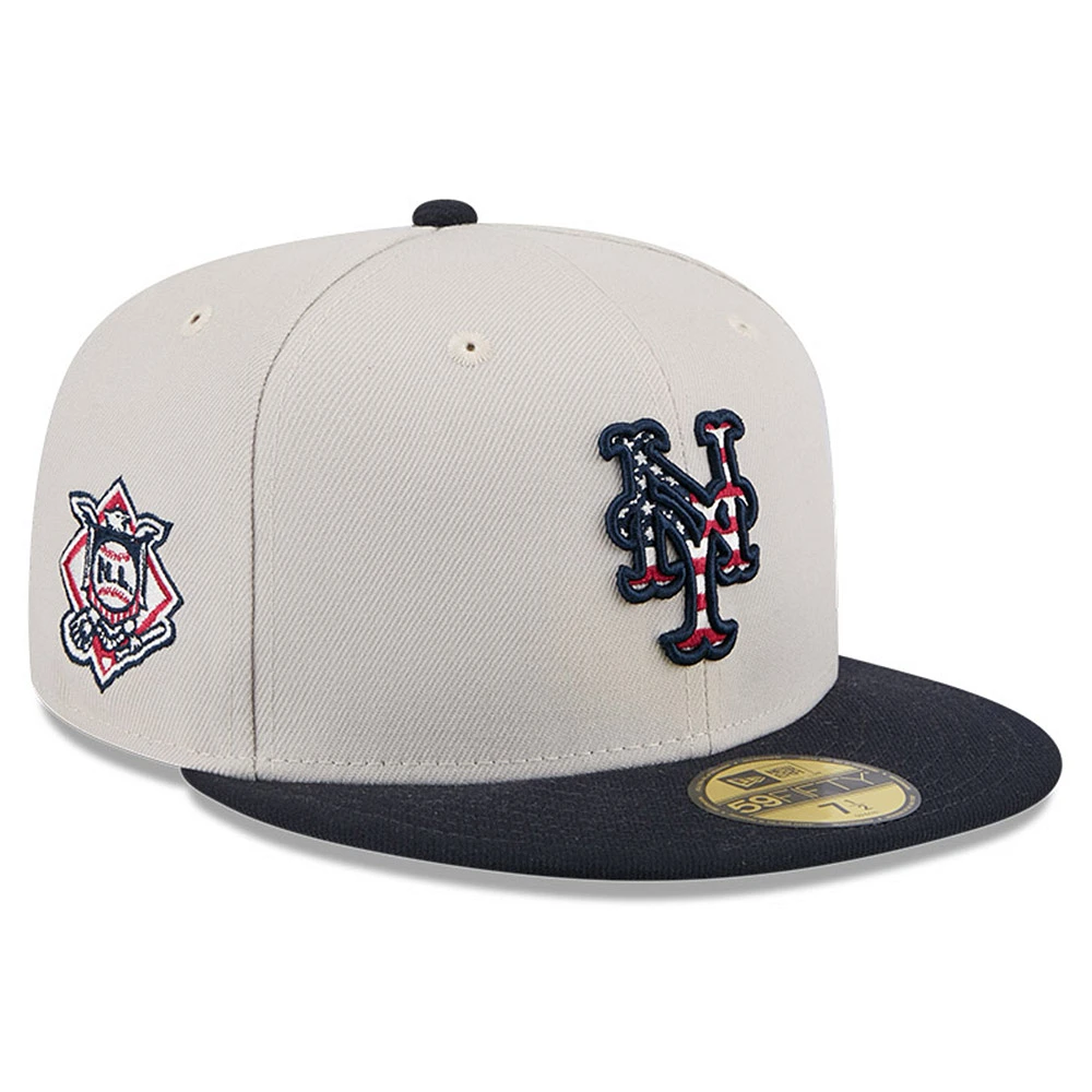 Men's New Era Khaki/Black New York Mets 2024 Fourth of July 59FIFTY Fitted Hat