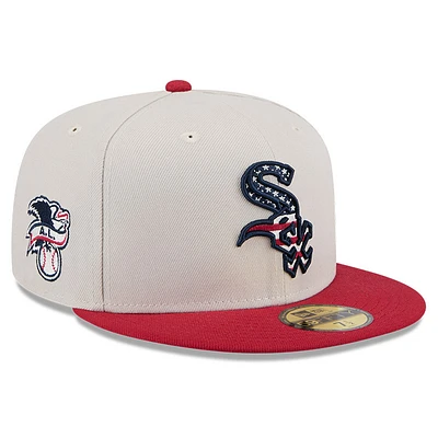 Men's New Era Khaki/Red Chicago White Sox 2024 Fourth of July 59FIFTY Fitted Hat