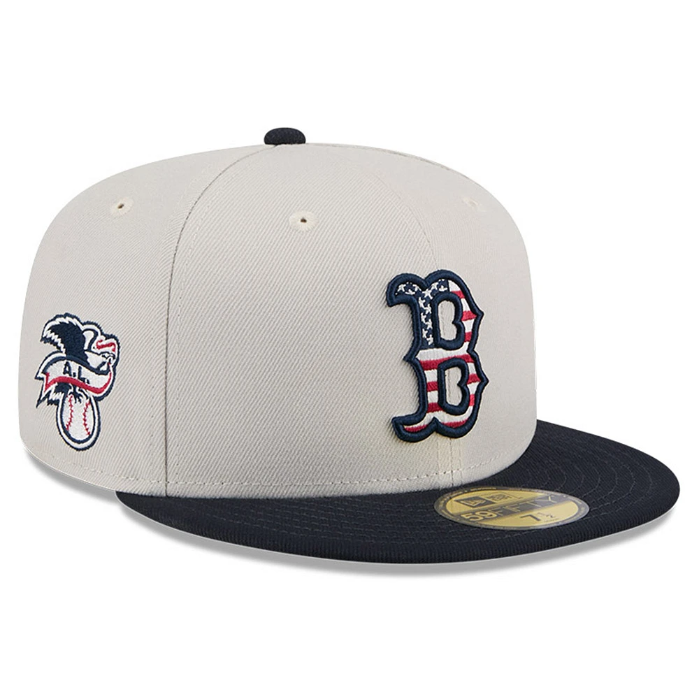 Men's New Era Khaki/Black Boston Red Sox 2024 Fourth of July 59FIFTY Fitted Hat