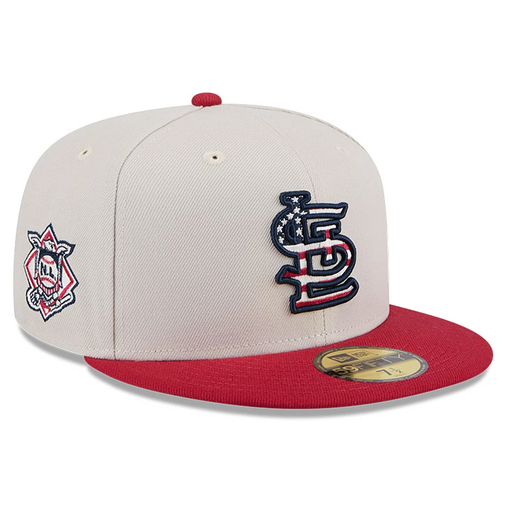 Men's New Era Khaki/Red St. Louis Cardinals 2024 Fourth of July 59FIFTY Fitted Hat