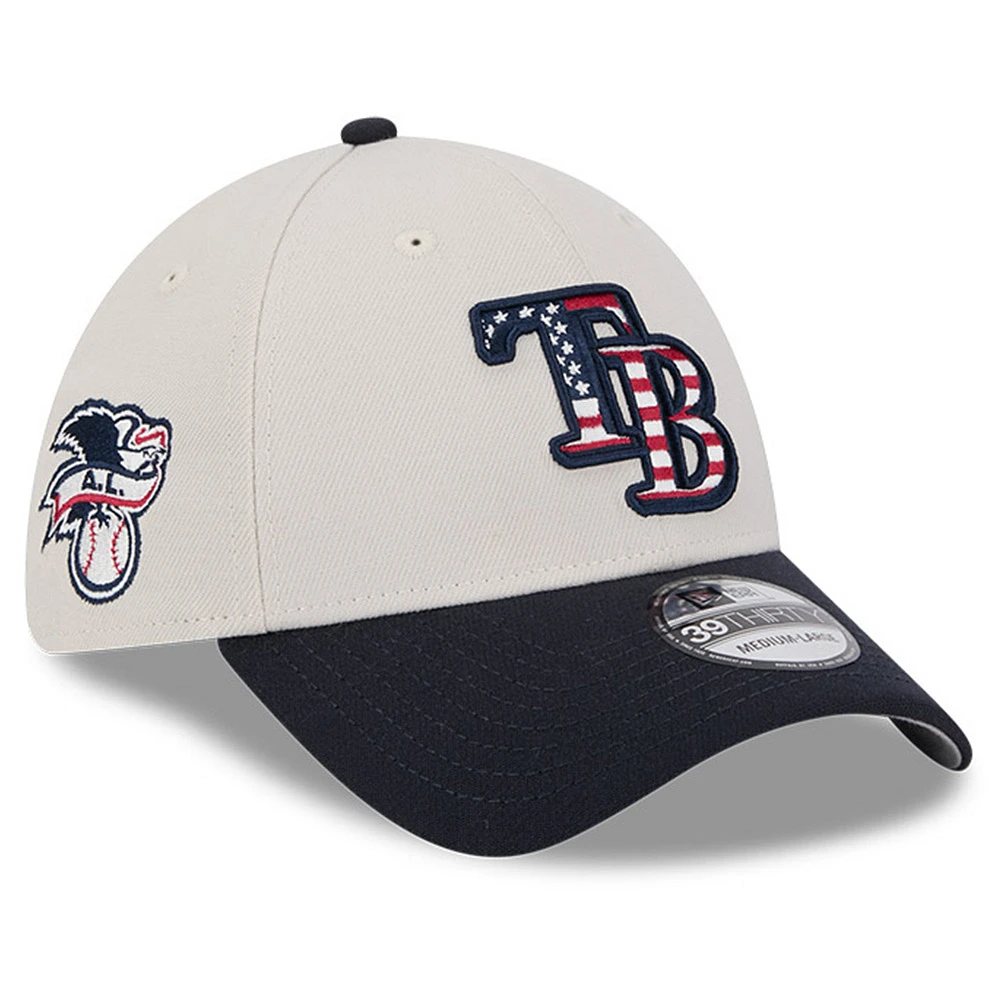 Men's New Era Khaki/Black Tampa Bay Rays 2024 Fourth of July 39THIRTY Flex Hat