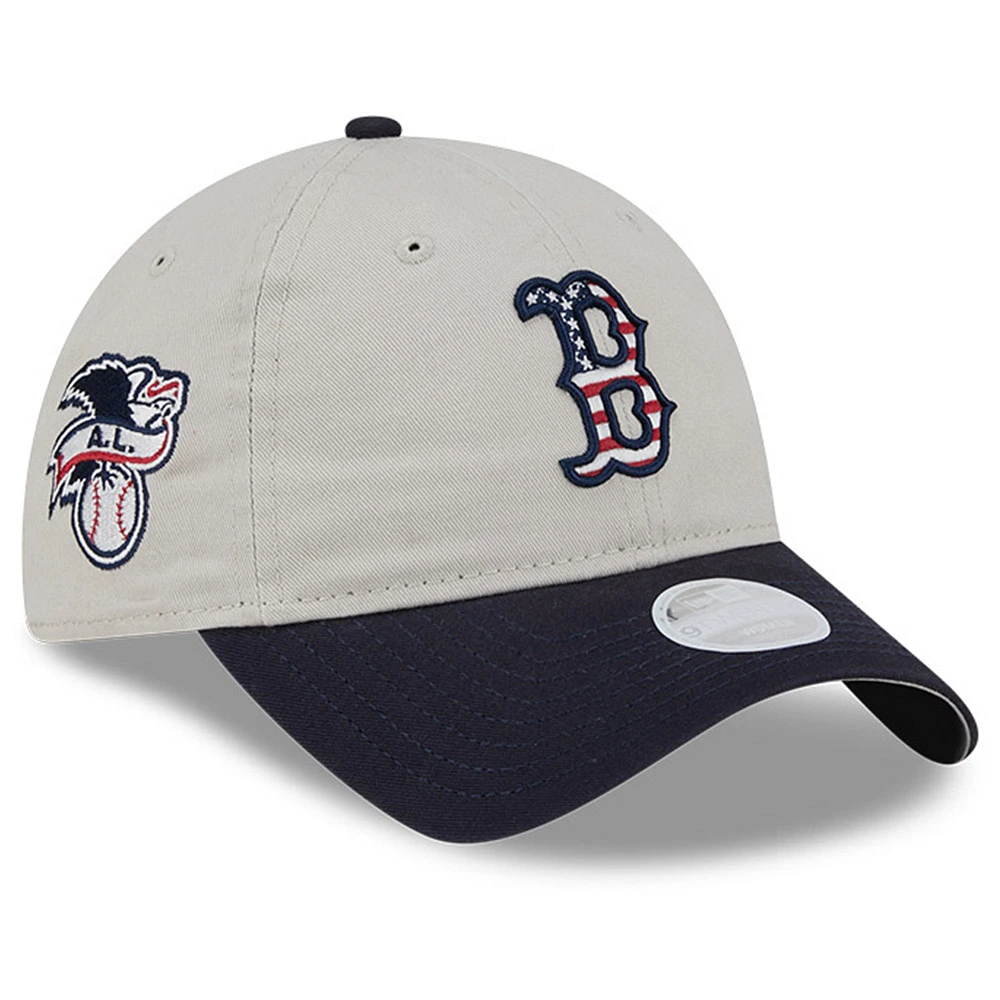 Women's New Era Khaki/Black Boston Red Sox 2024 Fourth of July 9TWENTY Adjustable Hat